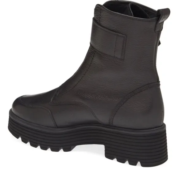 Paul Green Women Palani Black Leather Front Zip Platform Boots‎ 6.5US/  AU 4