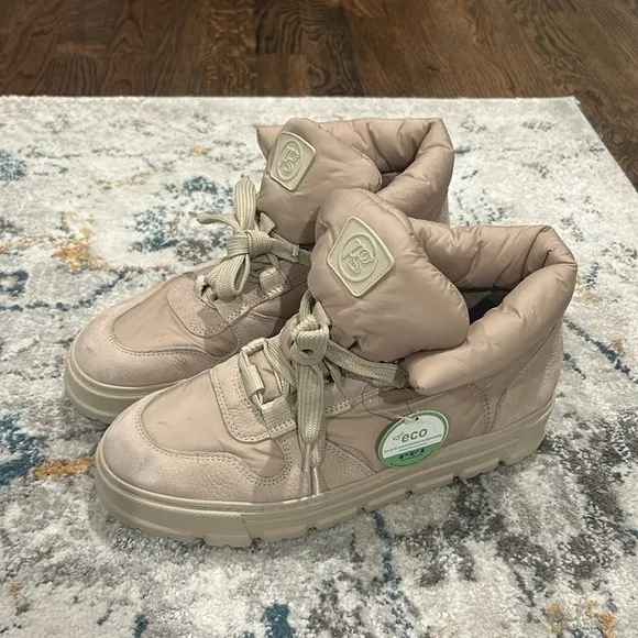 Paul Green Women's Beige High-Top Sneakers wool lined 9.5