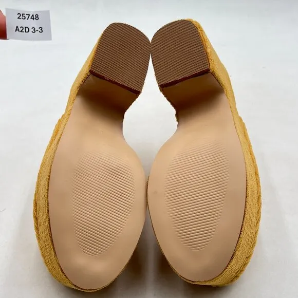 Pazzion Goldenrod Thick Platform Round Toe Mule Clog Slip On Chunky Heel Slipper