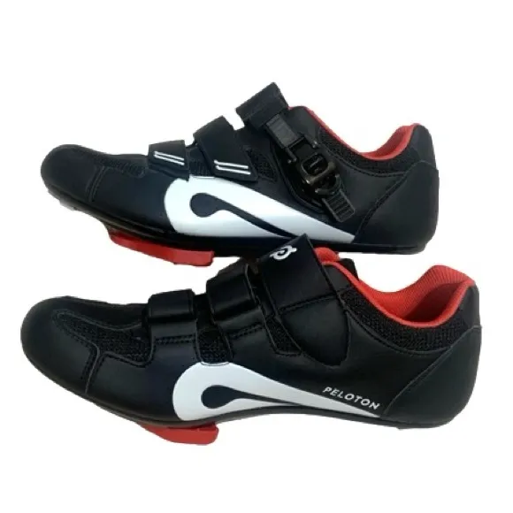 Peloton Black &amp; Red Indoor Cycling Cleat Hook &amp; Loop Unisex Shoes