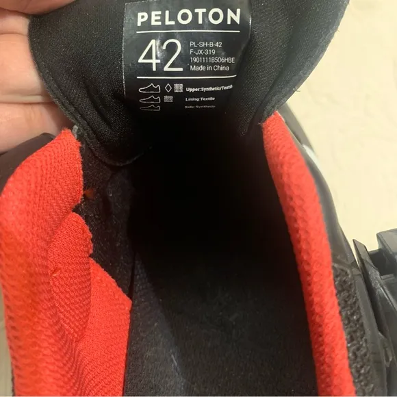 Peloton Black &amp; Red Indoor Cycling Cleat Hook &amp; Loop Unisex Shoes