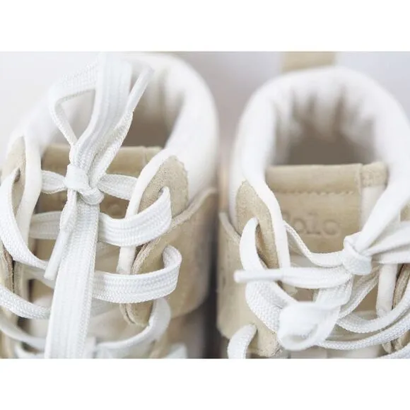 Polo Ralph Lauren Court Leather‎ Suede High-Top Sneaker Bone Cream Size 12 Shoes