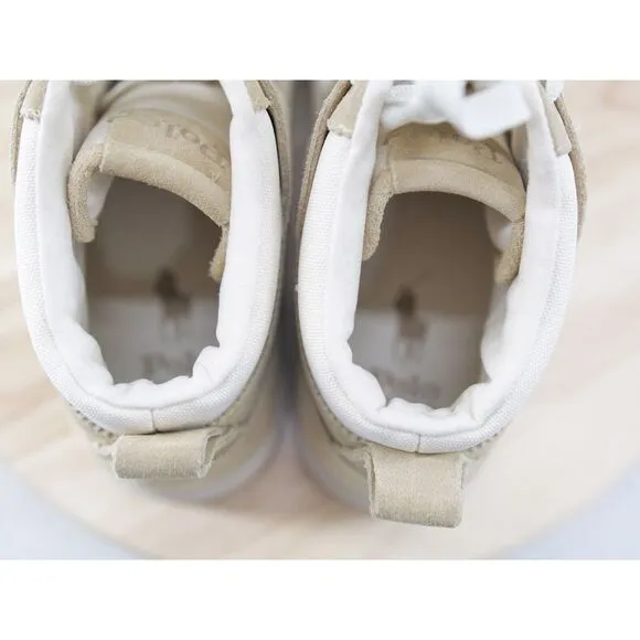 Polo Ralph Lauren Court Leather‎ Suede High-Top Sneaker Bone Cream Size 12 Shoes