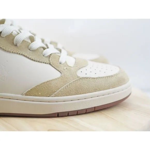 Polo Ralph Lauren Court Leather‎ Suede High-Top Sneaker Bone Cream Size 12 Shoes