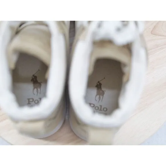 Polo Ralph Lauren Court Leather‎ Suede High-Top Sneaker Bone Cream Size 12 Shoes