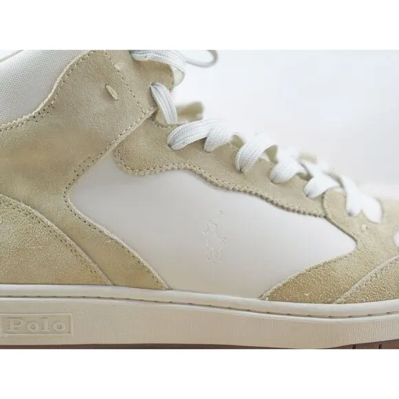 Polo Ralph Lauren Court Leather‎ Suede High-Top Sneaker Bone Cream Size 12 Shoes