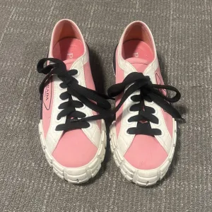 Prada color blocking pink and white with black laces, size 6 1/2