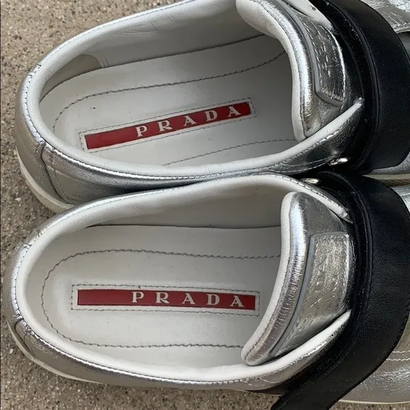 Prada metallic strap tennis shoes AUTHENTIC