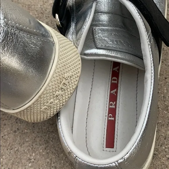 Prada metallic strap tennis shoes AUTHENTIC
