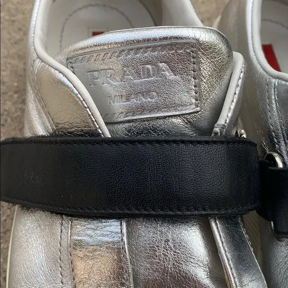 Prada metallic strap tennis shoes AUTHENTIC