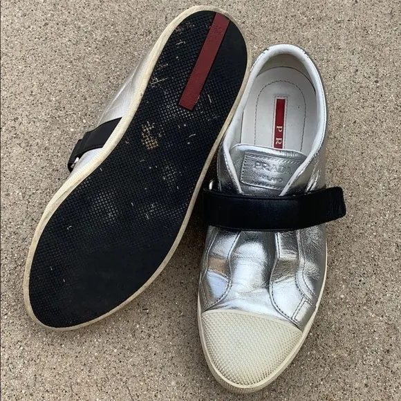 Prada metallic strap tennis shoes AUTHENTIC
