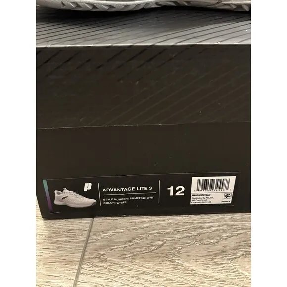 Prince Advantage Lite 3 Tennis Pickleball Shoes White PMM2TS23-WHT Mens Size 12