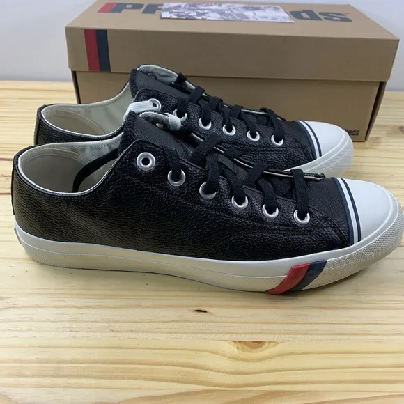 Pro Keds Shoes Mens 11 Black Leather Royal Lo Retro Basketball Preppy Tennis NEW