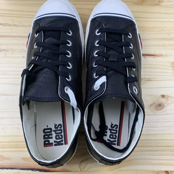 Pro Keds Shoes Mens 11 Black Leather Royal Lo Retro Basketball Preppy Tennis NEW