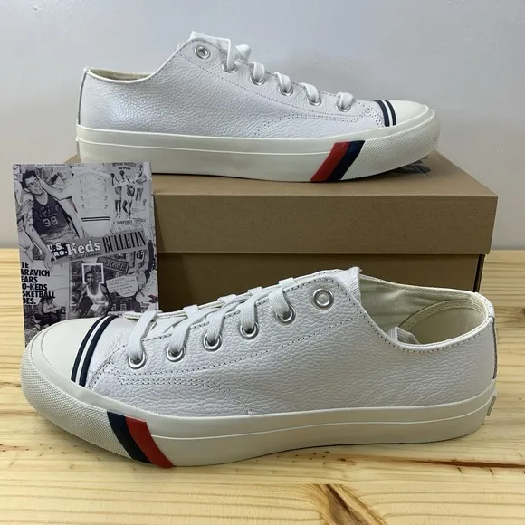 Pro Keds Shoes Mens 11 White Leather Royal Lo Retro Basketball Preppy Tennis NEW
