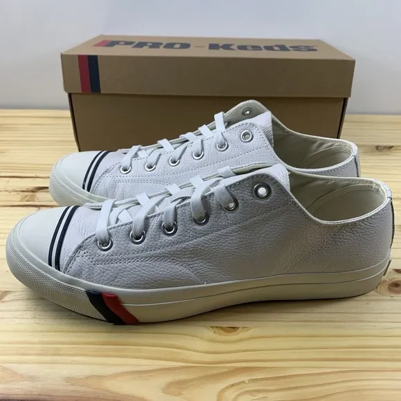 Pro Keds Shoes Mens 12 White Leather Royal Lo Retro Basketball Preppy Tennis NEW
