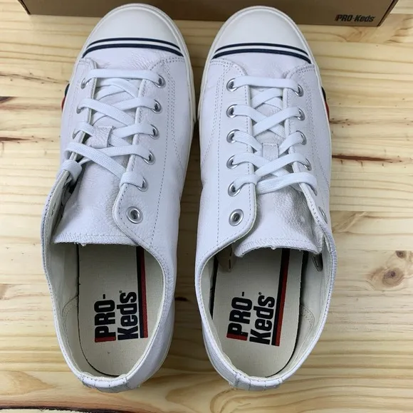 Pro Keds Shoes Mens 12 White Leather Royal Lo Retro Basketball Preppy Tennis NEW