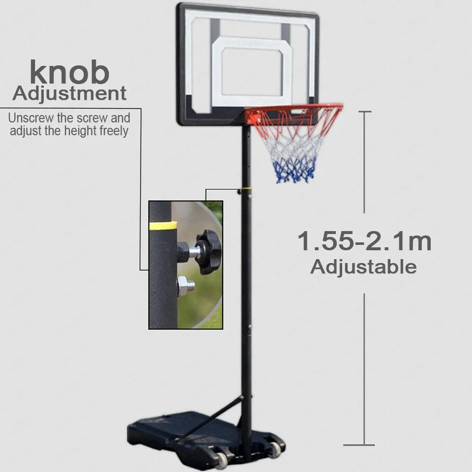 Professional Adults Kids Indoor Mobile Basketball Stand Hoop Outdoor Sports Adjustable Shooting Rack Basket Rim Backboard Gear