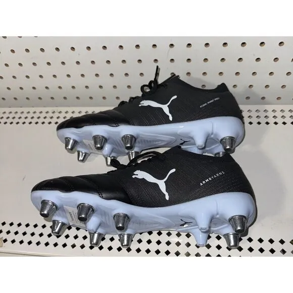 PUMA Avant Pro SG Mens Leather Rugby Cleats Boots Size 8 Black White
