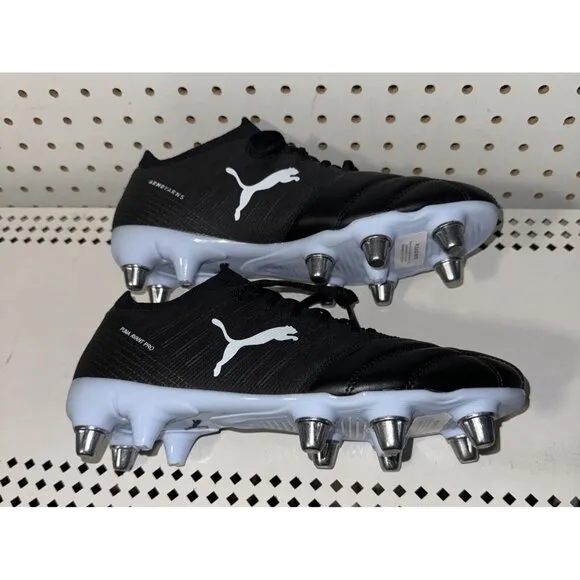PUMA Avant Pro SG Mens Leather Rugby Cleats Boots Size 8 Black White