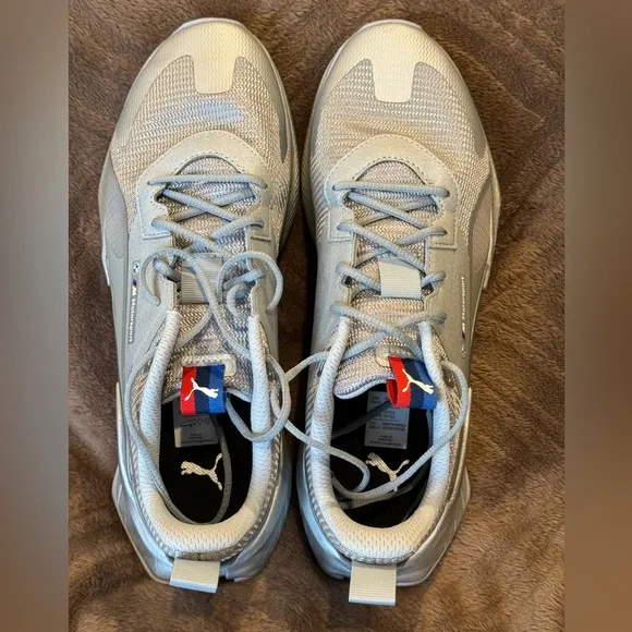 Puma BMW Silver Tennis Shoes mens sz 8.5 worn Once. EUC