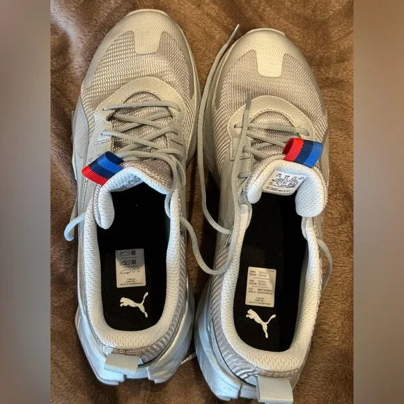 Puma BMW Silver Tennis Shoes mens sz 8.5 worn Once. EUC
