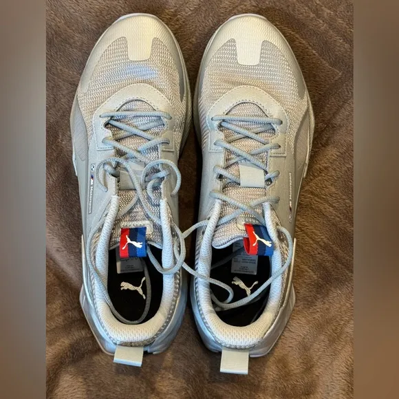 Puma BMW Silver Tennis Shoes mens sz 8.5 worn Once. EUC