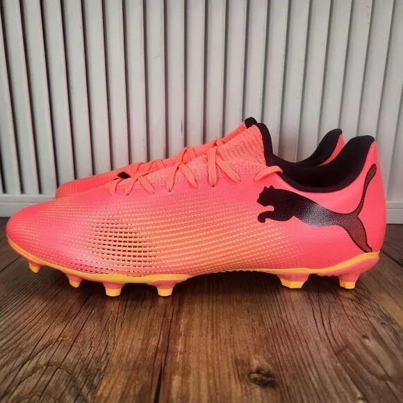 PUMA Future 7 Play FG/AG 107723 03 Mens 11.5 Sunset Glow Black Soccer Cleats NEW
