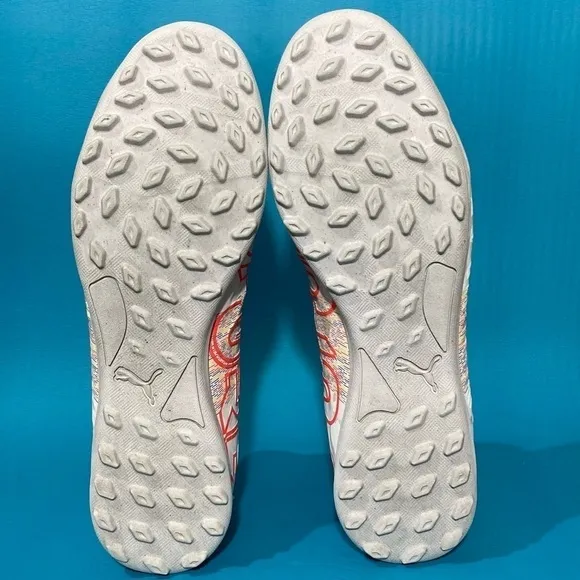 Puma Mens Future TT Soccer Cleats White/Orange 106392-03 Athletic Shoes Sz 11.5
