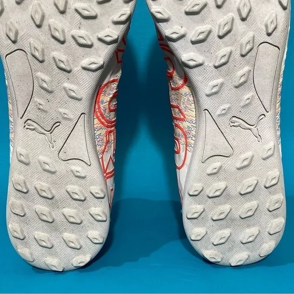 Puma Mens Future TT Soccer Cleats White/Orange 106392-03 Athletic Shoes Sz 11.5