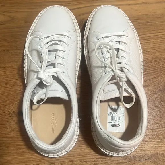 Rag &amp; Bone Kent White Leather Espadrille Platform Sneakers 36.5 | 6.5 Reg. $350
