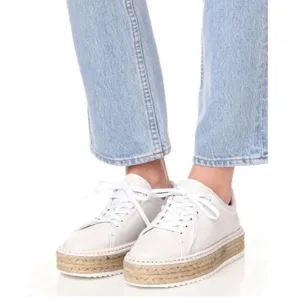 Rag &amp; Bone Kent White Leather Espadrille Platform Sneakers 36.5 | 6.5 Reg. $350