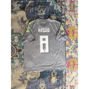 Real Madrid Toni Kroos Soccer Jersey 2015-16 Rare Authentic Adidas Gray Men L