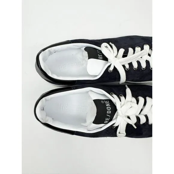 RE/DONE MEN'S NAVY SUEDE TENNIS SHOES SNEAKERS