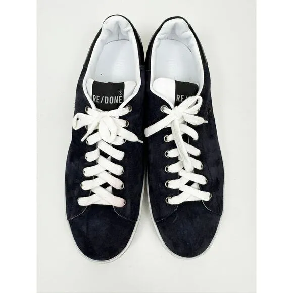 RE/DONE MEN'S NAVY SUEDE TENNIS SHOES SNEAKERS