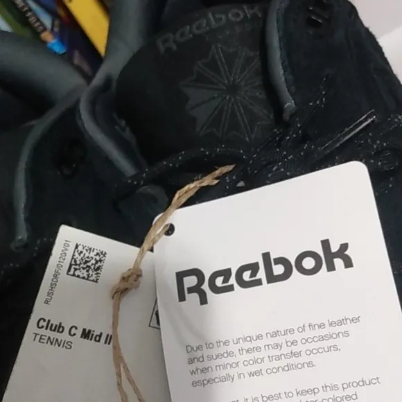 REEBOK BLACK SUEDE CLUB C MID II TENNIS SHOES SNEAKERS SIZE 5.5 NWT