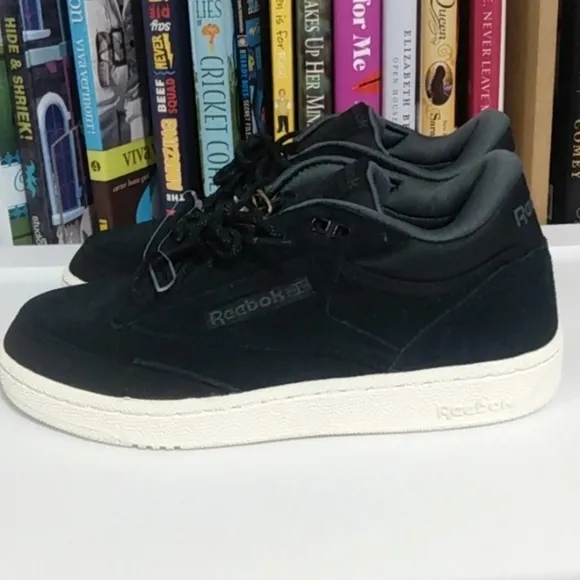 REEBOK BLACK SUEDE CLUB C MID II TENNIS SHOES SNEAKERS SIZE 5.5 NWT