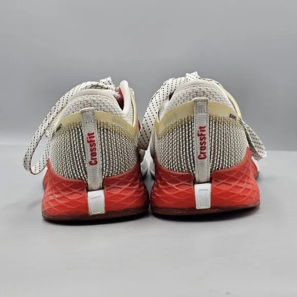 Reebok Men's Size 7 US GUC Nano 9 White Beige Red Crossfit Workout Gym Sneakers