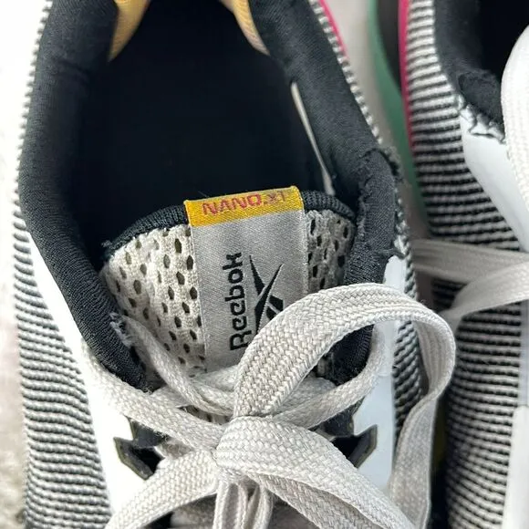 Reebok Nano X1 Grit Sneaker Shoes Mens‎ Sz 9.5 White Black Pink Lace Up Athletic