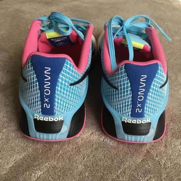 Reebok Nano X2 Women's Training Shoes Sz 6 Blue/White/Black