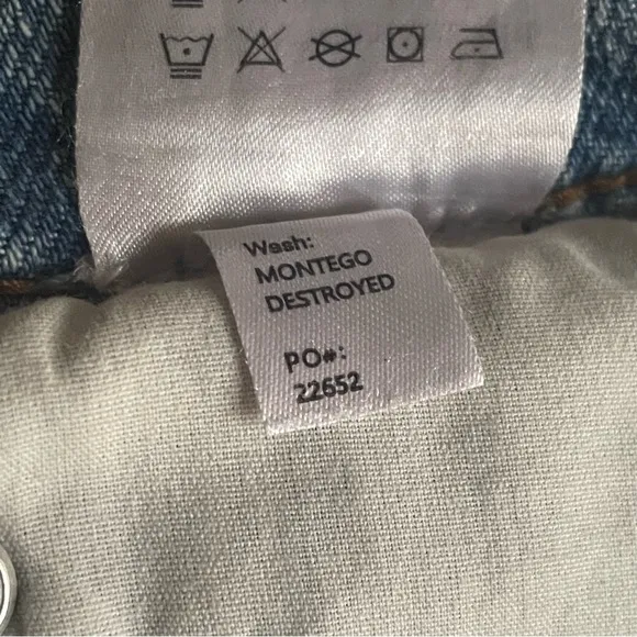 Reformation Liza High Rise Straight Cropped Jeans Montego destroyed Wash Size 28