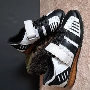 Risto Weightlifting Shoes Black White Stacked Olympic Sports Power Training