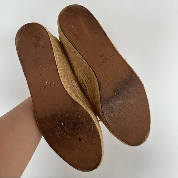 Robert Clergerie Pollux Raffia Tan Platform Shoes EUR SZ 41