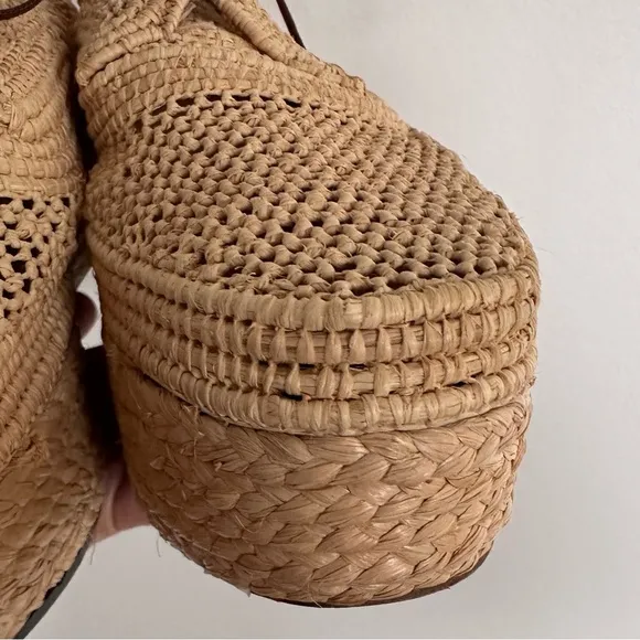 Robert Clergerie Pollux Raffia Tan Platform Shoes EUR SZ 41