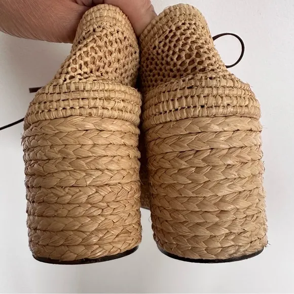 Robert Clergerie Pollux Raffia Tan Platform Shoes EUR SZ 41