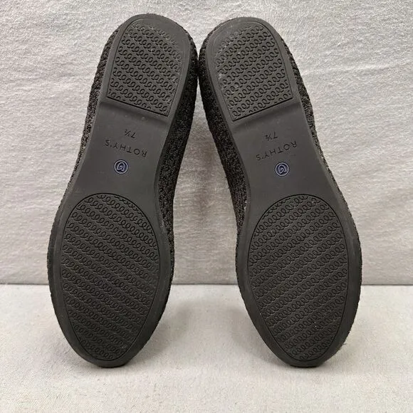 Rothy's The Loafer Womens Size 7.5 Black Honeycomb Knit Round Toe Comfort Shoe