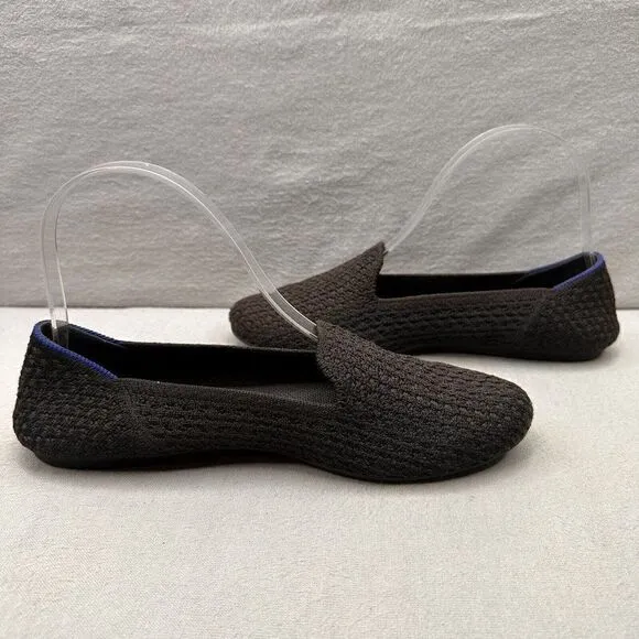 Rothy's The Loafer Womens Size 7.5 Black Honeycomb Knit Round Toe Comfort Shoe