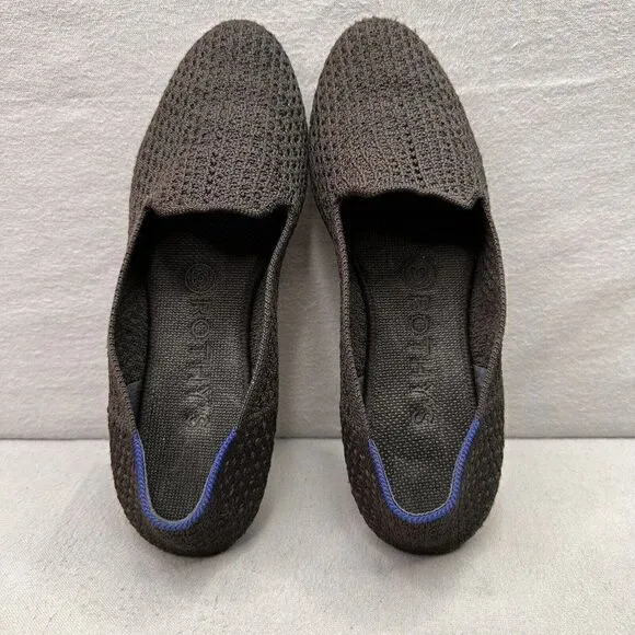 Rothy's The Loafer Womens Size 7.5 Black Honeycomb Knit Round Toe Comfort Shoe