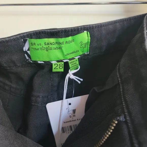 Sandrine Rose x Free People,Skinny Jean, Black Distressed‎ Denim, Size 28
