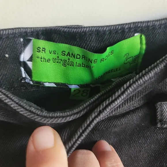 Sandrine Rose x Free People,Skinny Jean, Black Distressed‎ Denim, Size 28